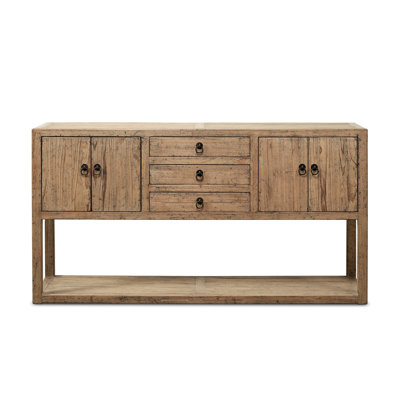 Console à trois tiroirs naturel vieilli avec gris vieilli