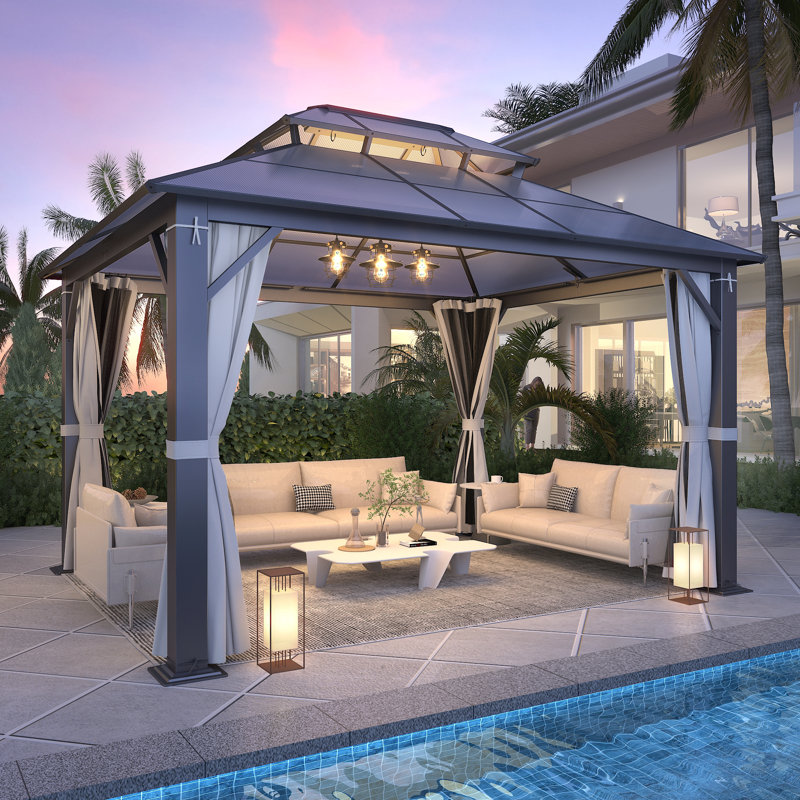 Pavillon de jardin à double toit en polycarbonate l 10 pi x P 12 pi, L 10 pi x P 12 pi