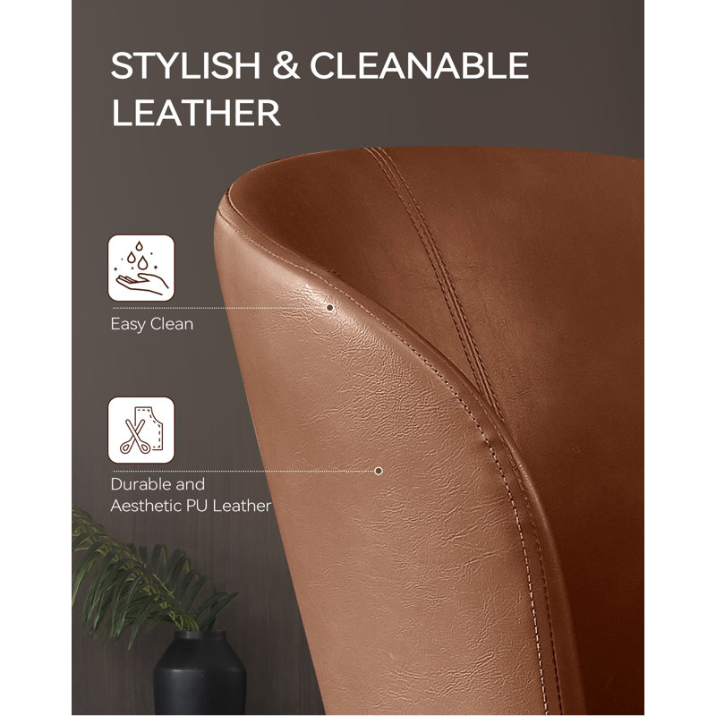  Modern Upholstered Faux Leather Dining Chairs (Set of 2), Brown, 2