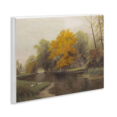 Plaque murale rétro «Fall by the River», conception par Leah Straatsma
