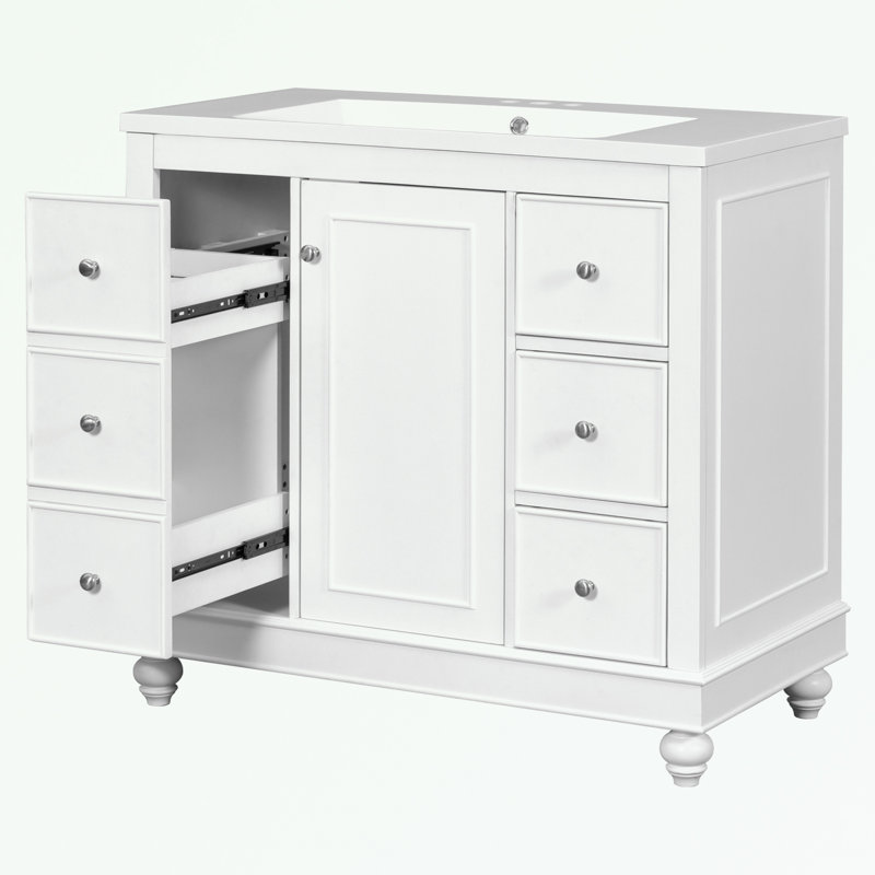 Armoire de salle de bain autoportante Nichaela, Blanc