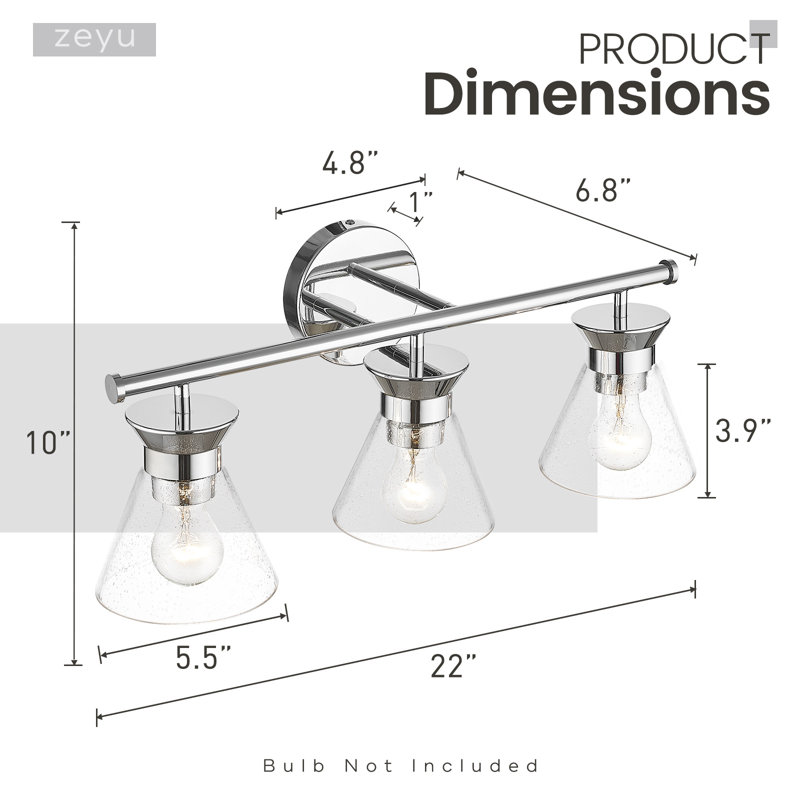 Éclairage pour salle de bain 3 lumières à intensité variable
