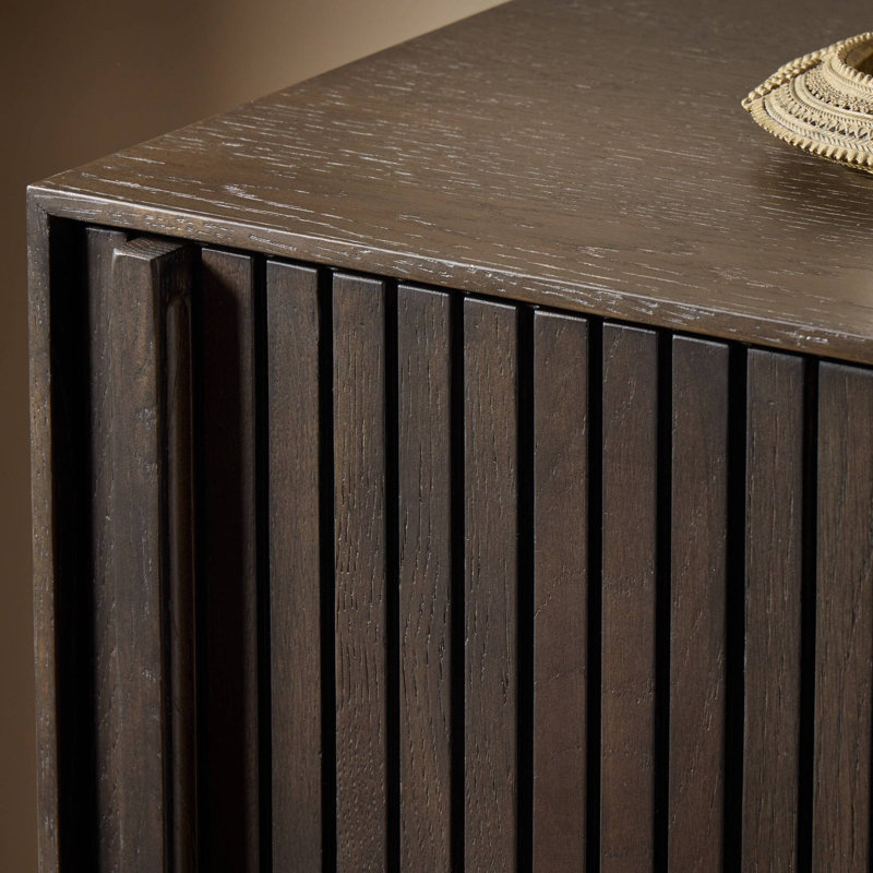 Leo 8 Drawer Dresser-Rustic Light Natural Oak, Smoked Black