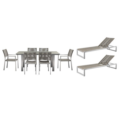  Ensemble de conversation d'extérieur en aluminium pour 10 personnes avec coussins Bella - Sièges de patio modernes avec corde à séchage rapide et pièces assorties de la collection Bella