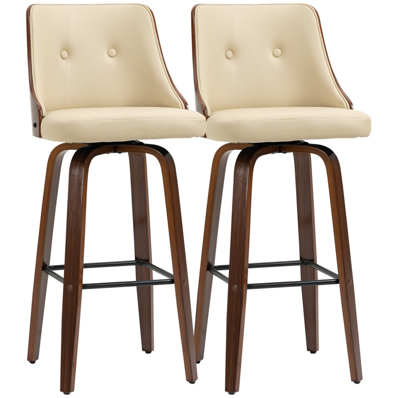 Barvick Swivel Upholstered Counter Stool, Beige
