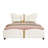 Full Size Upholstered PU Leather Bed Frame, With Butterfly Shaped Headboard And Footboard, Platform Bed Frame With Gold Metal Decorations, No Box Spring Needed, Beige-470847828-470847835