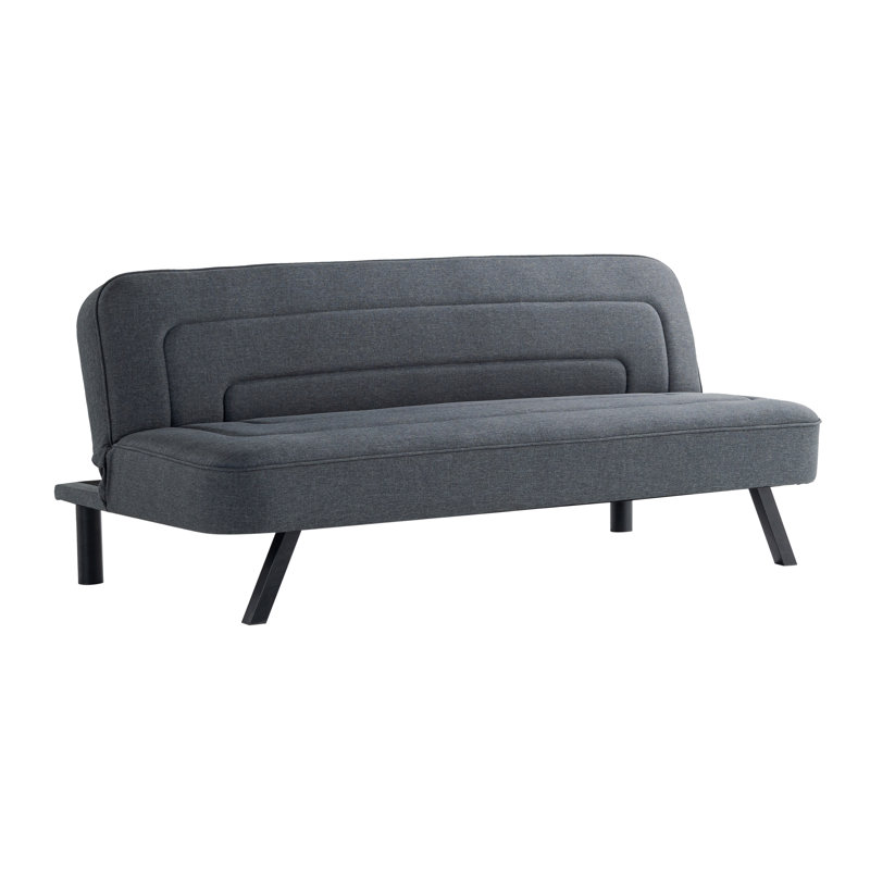  Serta® Ivy 66.1" Convertible Futon Sofa, Modern Channel Tufted, Woven Polyester Fabric, Charcoal Polyester
