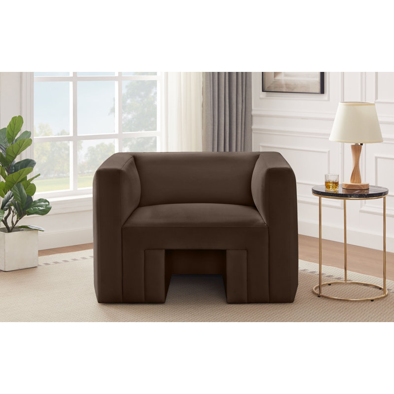 Fauteuil en velours l 41 po Henson, Velours brun