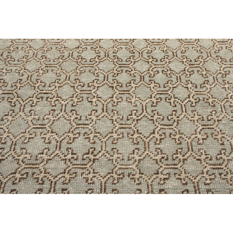 Distressed Homage Hand Knotted Wool Geometric Area Rug, Rectangle 14' x 20'