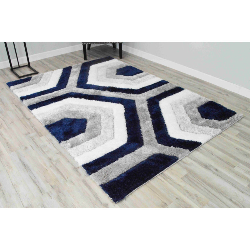 Modern Arriola Shag Abstract Geometric Rug For Living Room Bedroom, Rectangle 2'7" x 3'11"