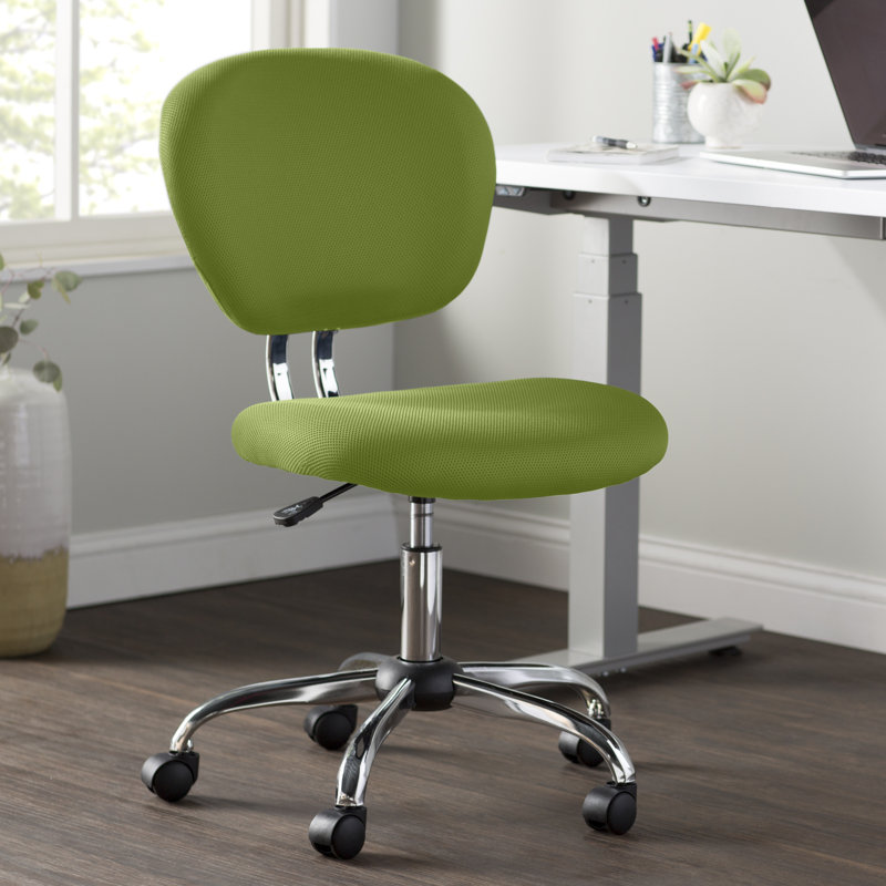 Chaise de bureau pivotante rembourrée à dossier moyen en maillage Wayfair Basics®, Vert, Fixe