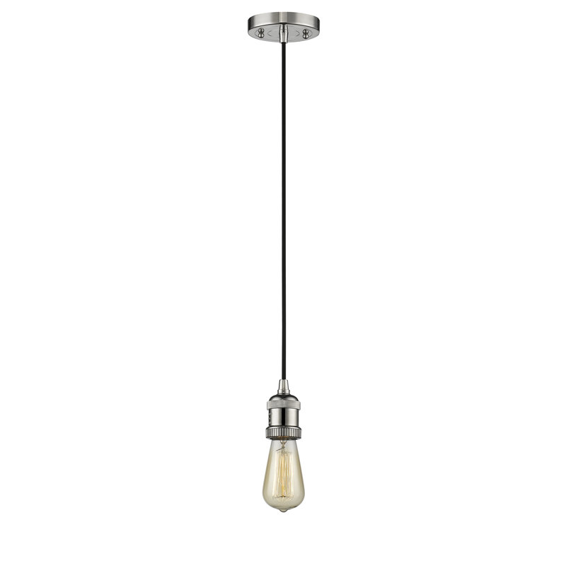 Luminaire suspendu à 1 lumière Plourde, Nickel poli, Ampoule DEL 6 watts Vinage
