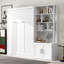 Lit escamotable double avec plusieurs tablettes de rangement et une armoire