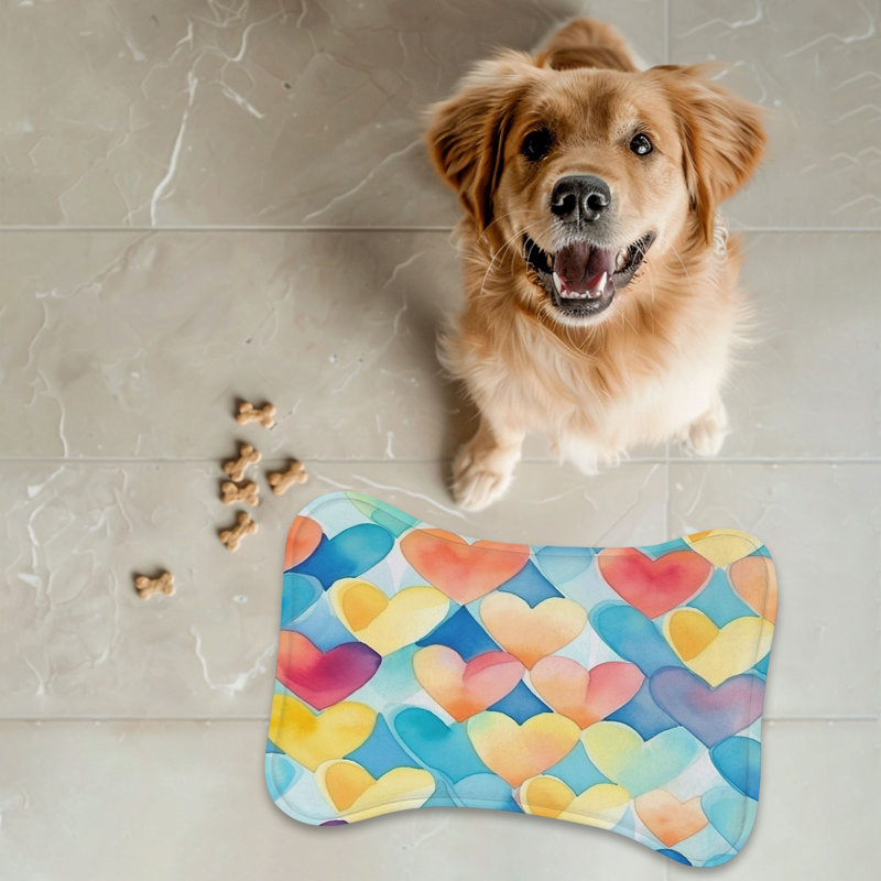 Watercolor Love - Tapis d'alimentation en forme d'os