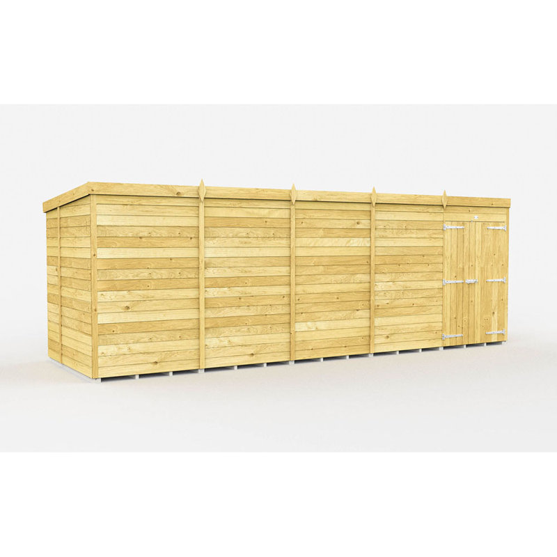 19ft x 7ft Pent Shed - Double Door without Windows