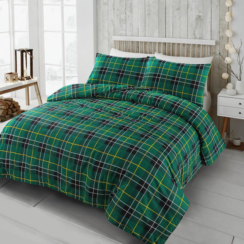 Check Argyle Duvet Cover with Pillowcases Included, Single Duvet Cover + 1 Standard Pillowcase, Red