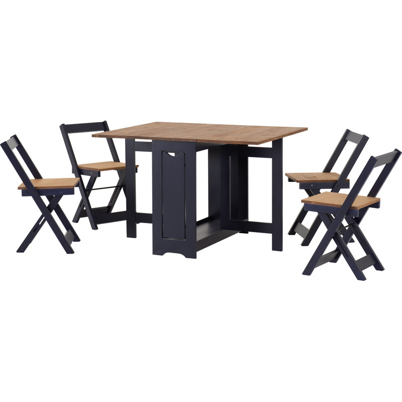 Palmateer 4 - Person Dining Set, Navy Blue