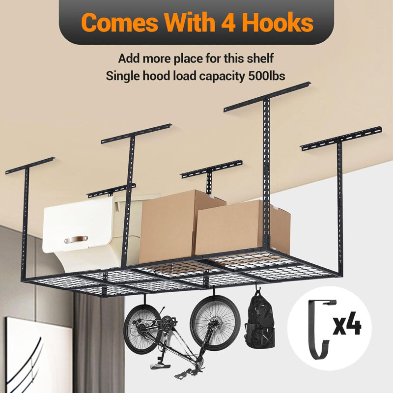 91.4cm W Steel Ceiling Mounted, 106.7cm H x 91.4cm W x 243.8cm D
