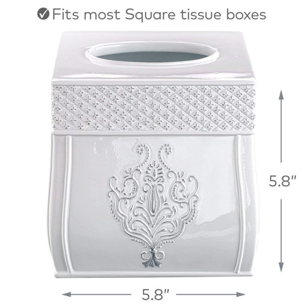 Creative Scents Vintage White Freestanding Square Tissue Box Cover