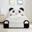 Twin Size Cute Panda-Shaped Kids Bed With Safety Soft Padded Edges, Solid Wood Toddler Bed Frame For Children For Bedroom, Velvet Fabric