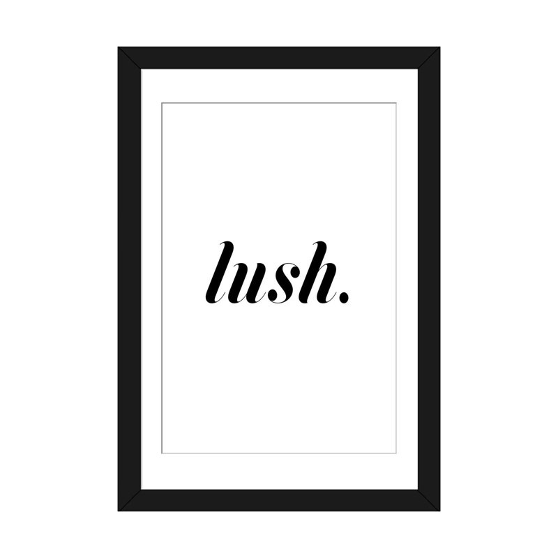 « luxueux white », art textuel sur toile, H 24 po x l 16 po x P 1 po, Papier d'art encadré noir, Blanc