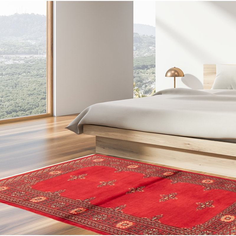 Tapis rouge foncé Malci Peshawar Bokhara 3 pi 2 po x 5 pi 0 po
