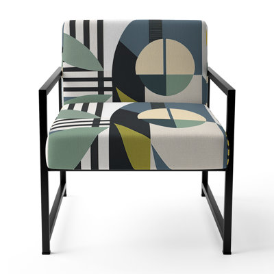 Vintage Mid-century Graphics I - Upholstered Mid-Century Modern Arm Chair, Midcentury Abstract Accent Chair
