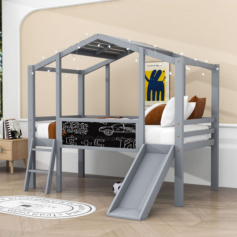 Samia Twin House Bed by YUNMA, Gray