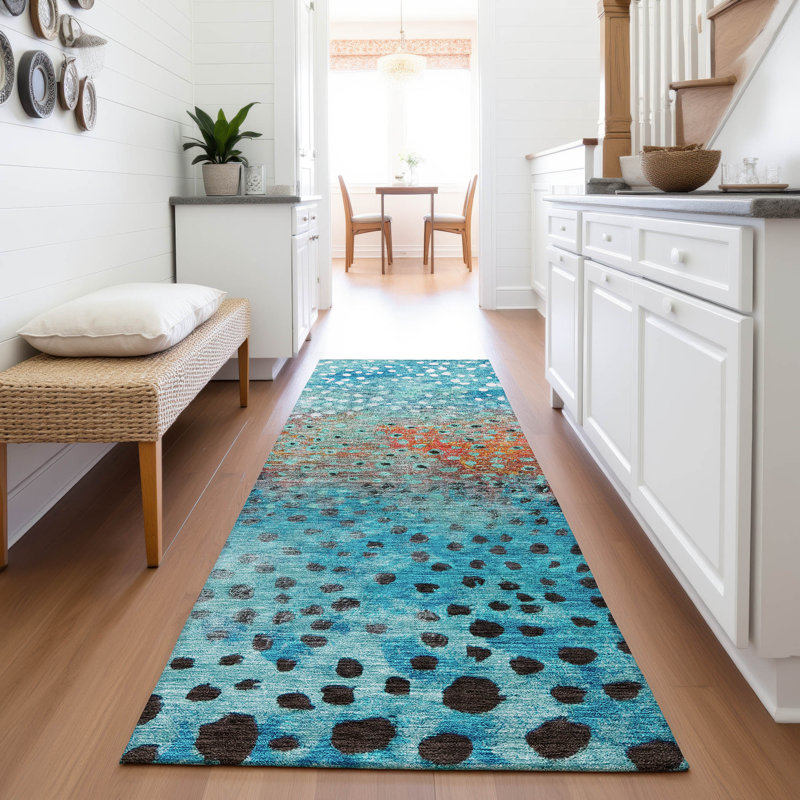 Premium Machine Washable Christina AMF1074 Circles Rug, Tapis de couloir 2 pi 3 po x 7 pi 6 po
