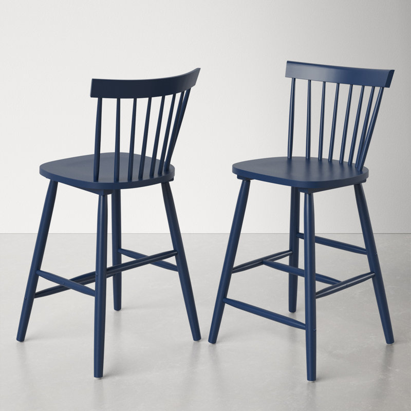 Solid Wood Counter Stool, Counter Stool (61cm Seat Height), Navy