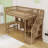 Twin Wood Loft Bed With Built-In Desk And LED Light And Staircase-1958894538