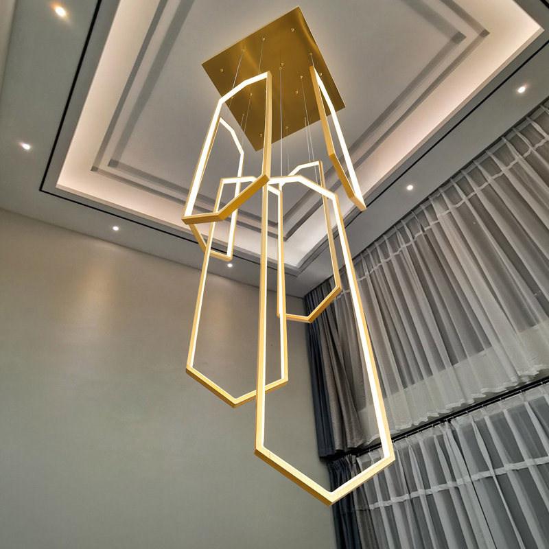 6 Rings Led Dimmable Chandelier, Gold, 138"H x 24" W x 24" D