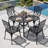 5-Piece Patio Cast Aluminum Dining Set with Umbrella Hole