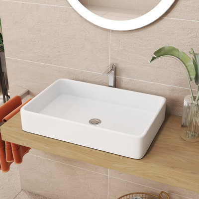 Lavabo de salle de bain vasque rectangulaire en céramique L 24 po x l 16 po