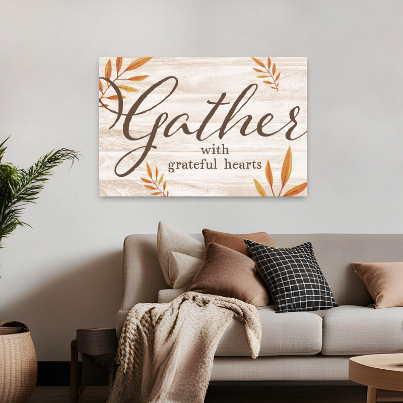 «Gather With Grateful Hearts», art contemporain contemporain, H 32 po x l 48 po