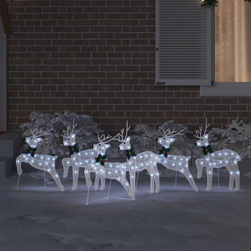 vidaXL LED Reindeers Fabric, White