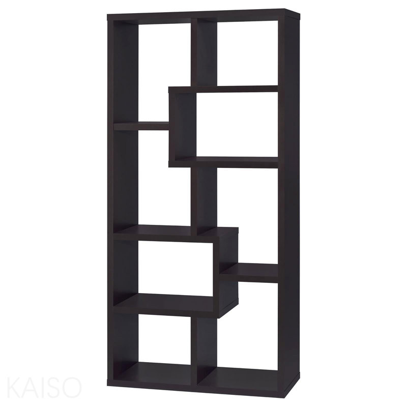 8-Shelf Cappuccino Geometric Bookcase