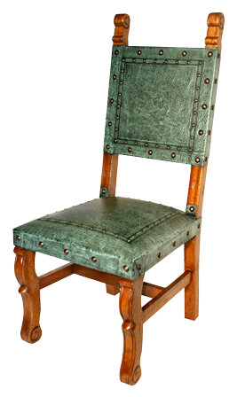 Chaise d'appoint en cuir pleine fleur Tylersburg, Cuir véritable turquoise