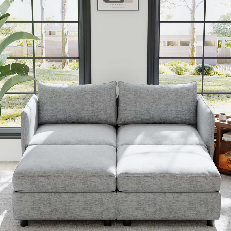 Causeuse modulaire Mid-Century avec rangement, parfaite pour les petits espaces et la multifonctionnalité