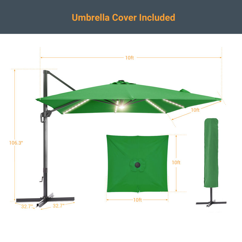 Parasol pivotant à 360 degrés Leipsic 120, Vert trèfle