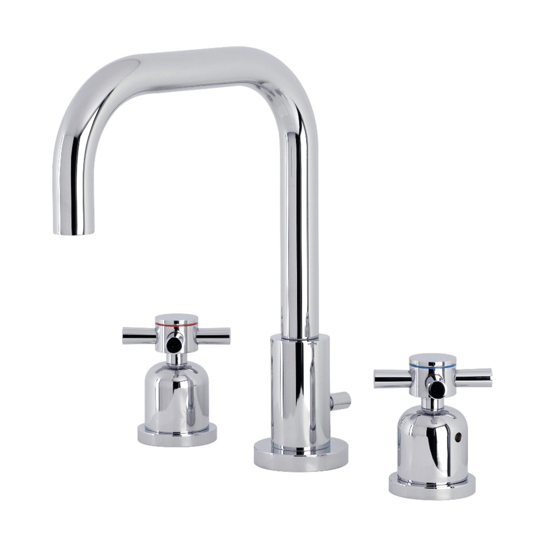 Kingston Brass Concord Two-Handle 3-Hole Deck Mount Widespread Bathroom Faucet with Brass Pop-Up Drain Kingston Brass