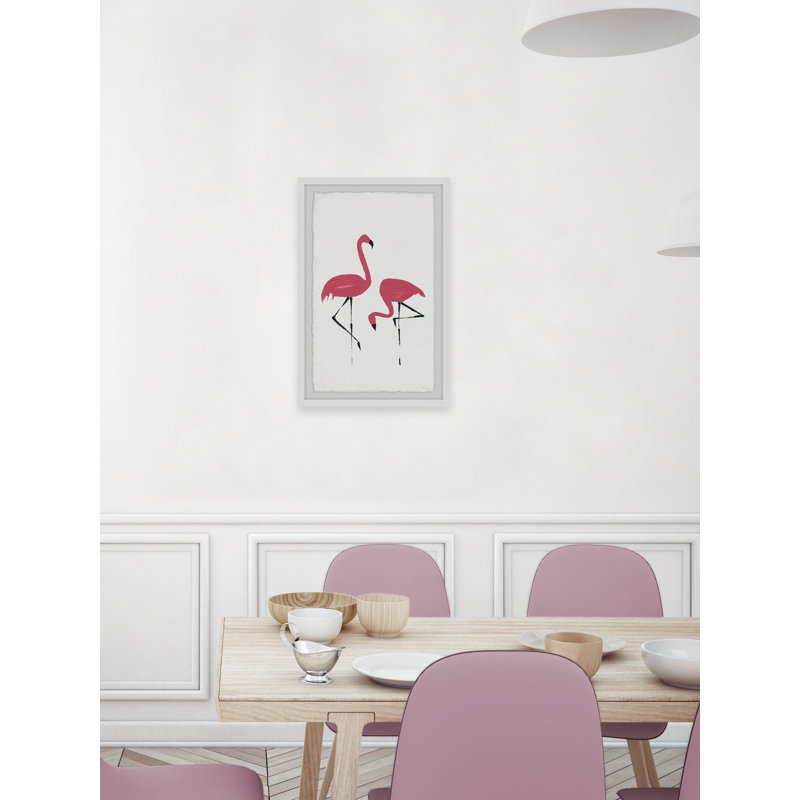 Flamingo Stand by Parvez Taj - 1 Piece Single Picture Frame Painting, 45 cm H x 38 cm W