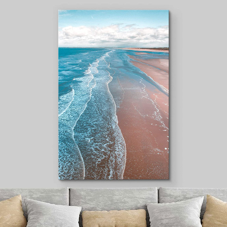IDEA4WALL Teal Waves On The Beach Shore Marine Life Ocean On Canvas Print  Wayfair