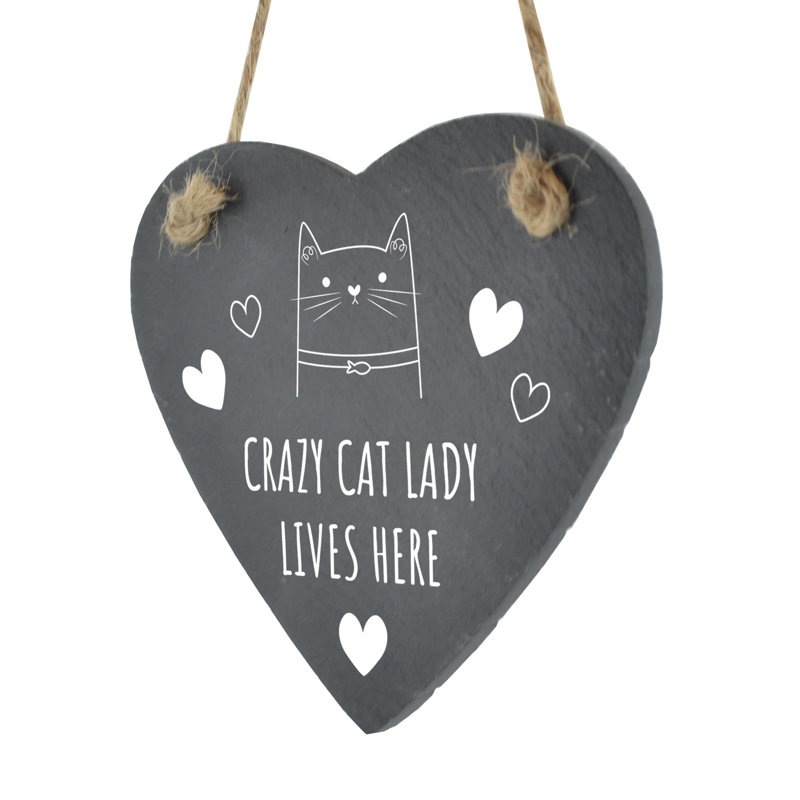 Henkel Crazy Cat Lady Heart Slate Wall Décor