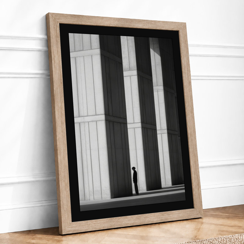 Figure Between Columns Industrial - Framed Print, A4 - 29.7 x 21.0 cm, Oak