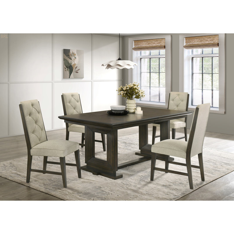 Table de salle à manger rectangulaire extensible 18 po, 5 pièces: table, 4 chaises