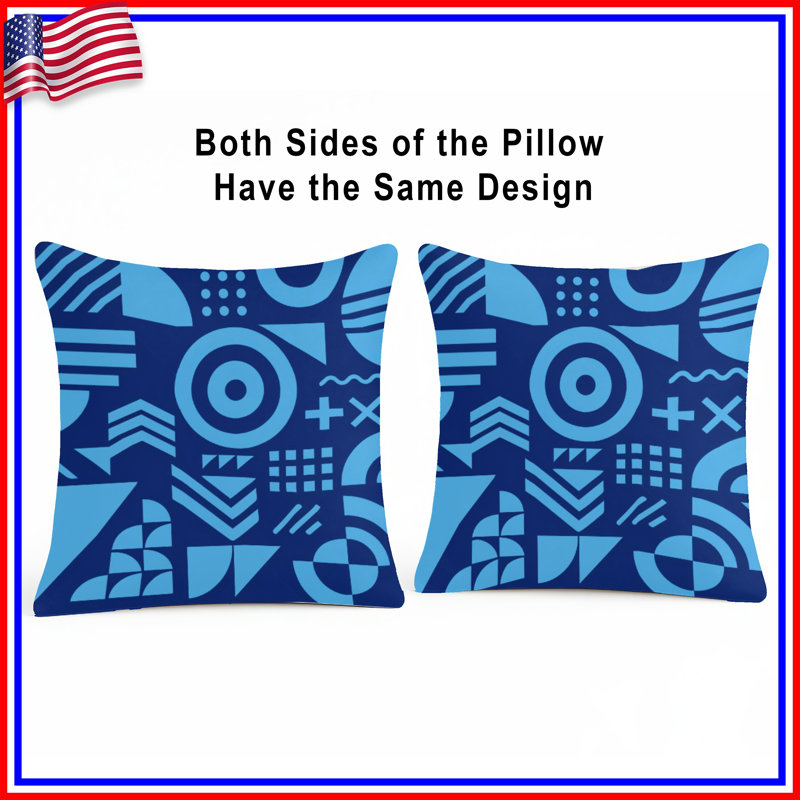 Blue Geometric Shapes Double Sided Throw Pillows, 26 x 26 inches