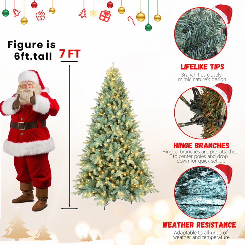 Arbre de Noël 7,5 pi bleu-vert, 7.5'