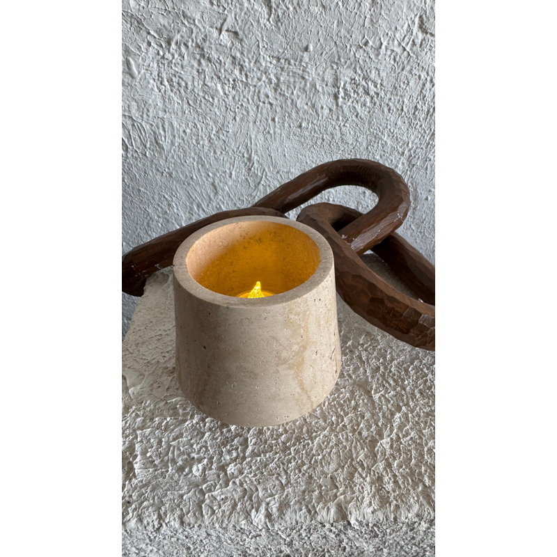 Travertine Large Candle Holder