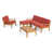 Teak Frame/Red Cushion